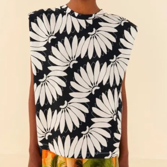 FARM Rio Tops - FARM Rio black and white sleeveless knit top sz XS